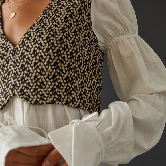 Anthropology Jacquard Vest and Blouse VNeck Size Small - Picture 9 of 12